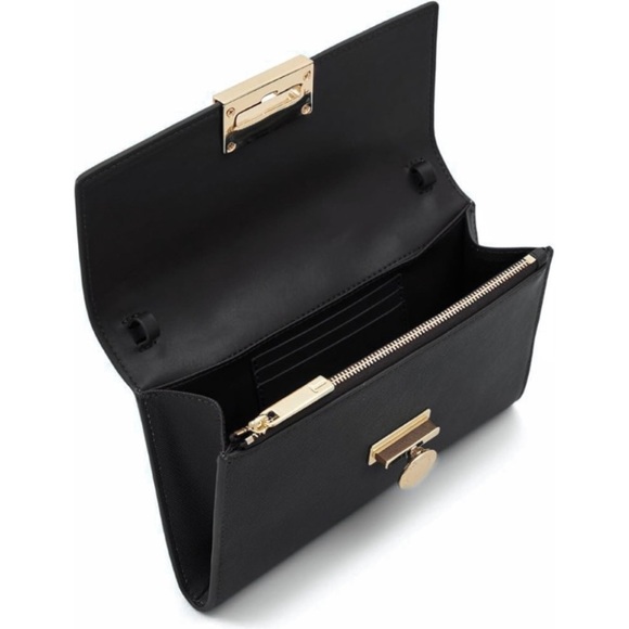 TED BAKER Parisa Chain Strap Crossbody Flap Bag w/ Logo Toggle Lock BLACK - Picture 9 of 11